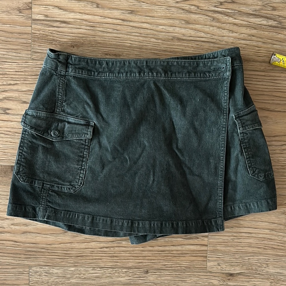 Dark Green Cargo Corduroy Skirt
